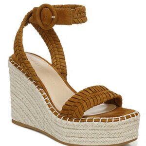 $325 Veronica Beard Women's Brown Rilla Wedge Espadrille Sandal Shoe Size 9